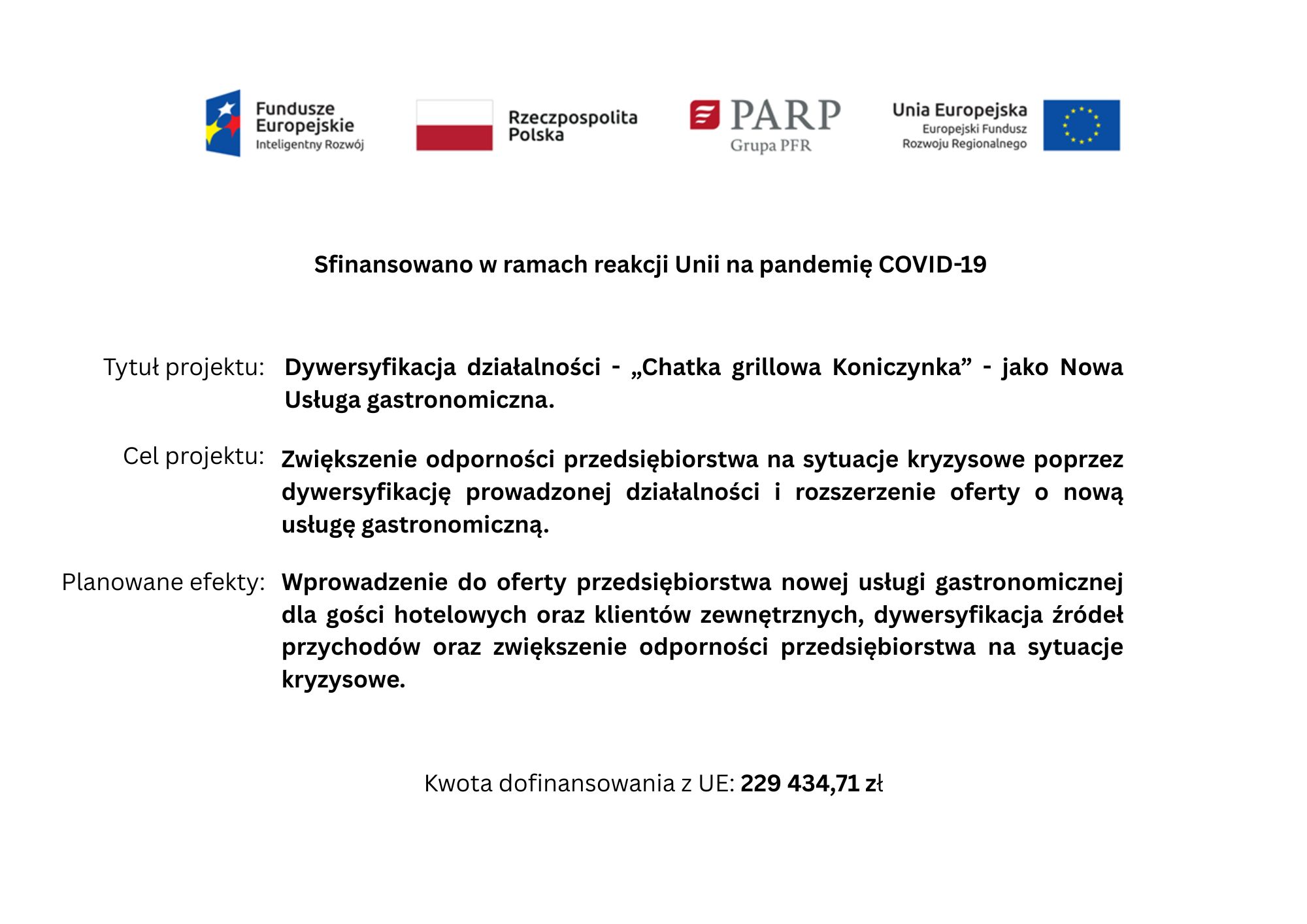 Dofinansowanie projektu – Chatka grillowa Koniczynka